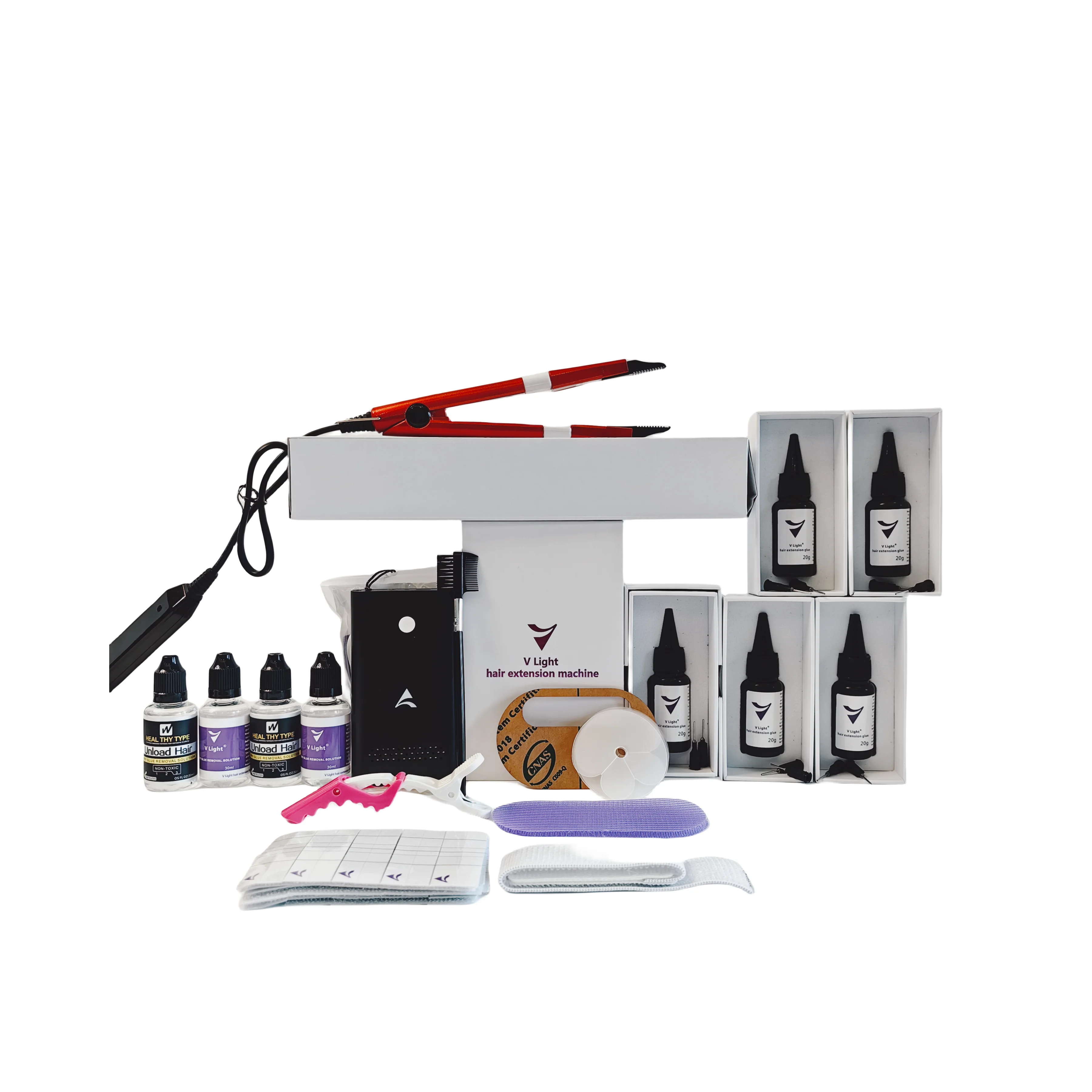 Самый популярный набор инструментов для наращивания волос V-light в 2025 году. Набор для разрезных волос.