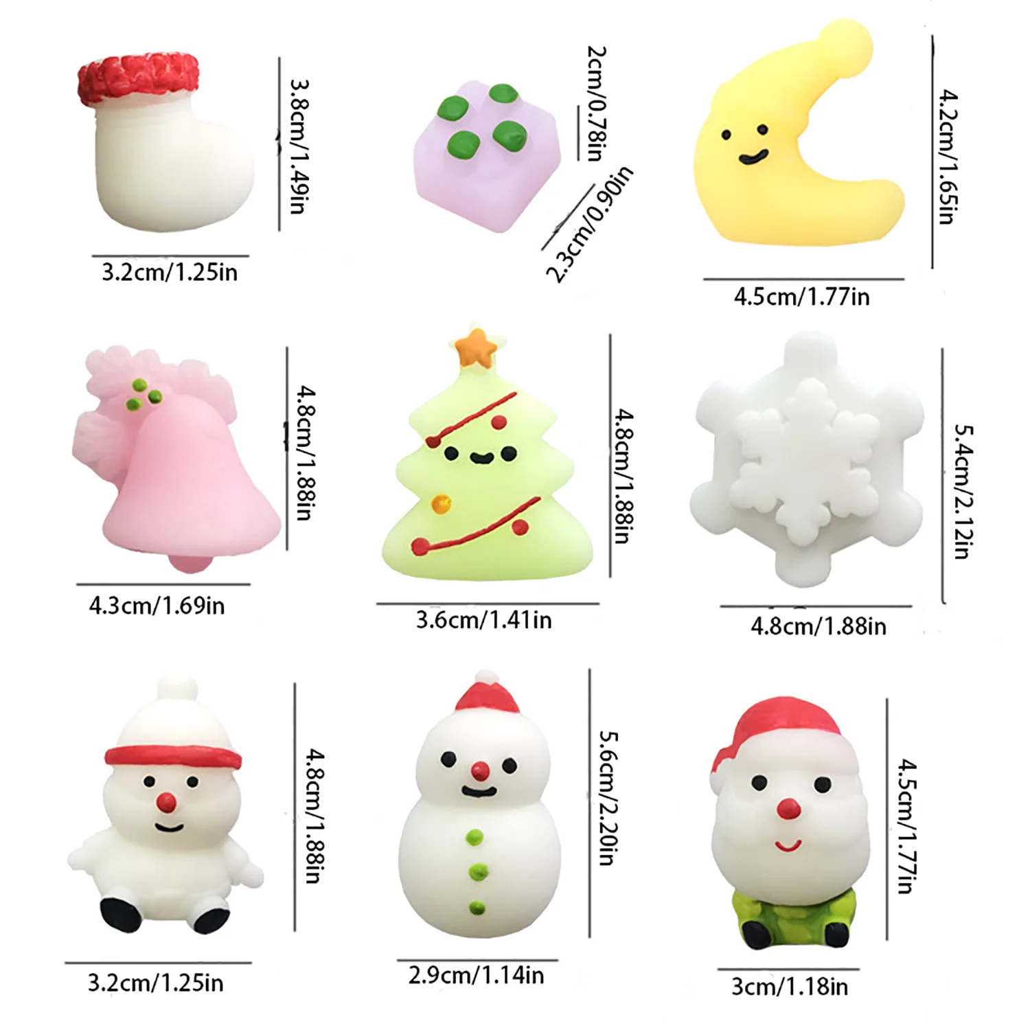 Christmas Mochi Squishy Toys Squishies Toys for Kids Girls Boys Toddlers Christmas Party Favors Stocking Stuffers Gifts