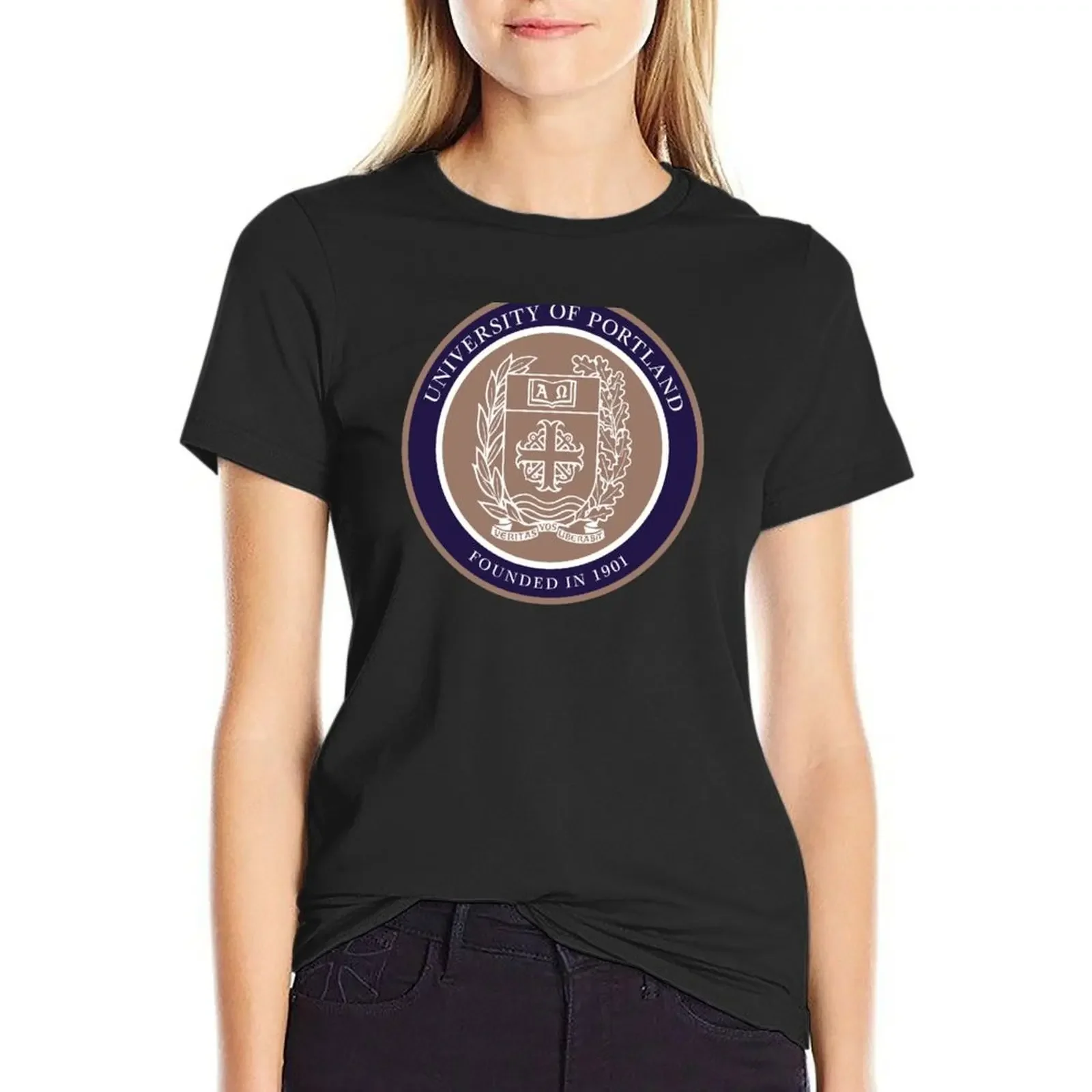 

University of Portland seal T-Shirt vintage anime heavyweights quick-drying cotton t shirts Women