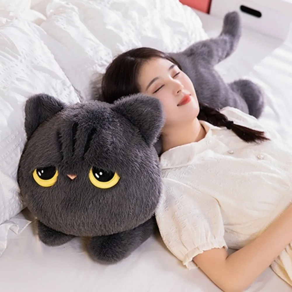 Cadeaux 50 cm de Long couché chat poupée grand chat de dessin animé en peluche doux chat noir en peluche poupées en peluche et plantes en peluche