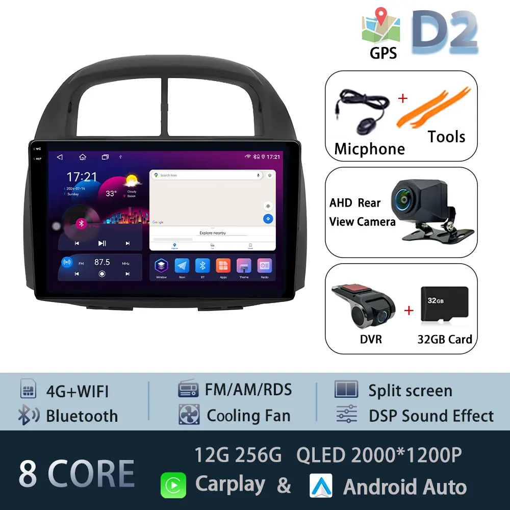10.1 "Autoradio Android 15 Voor Toyota Passo Myvi Daihatsu Sirion 2006-2011 CarPlay Auto BT Multimedia GPS 360 °   Hoofdeenheid