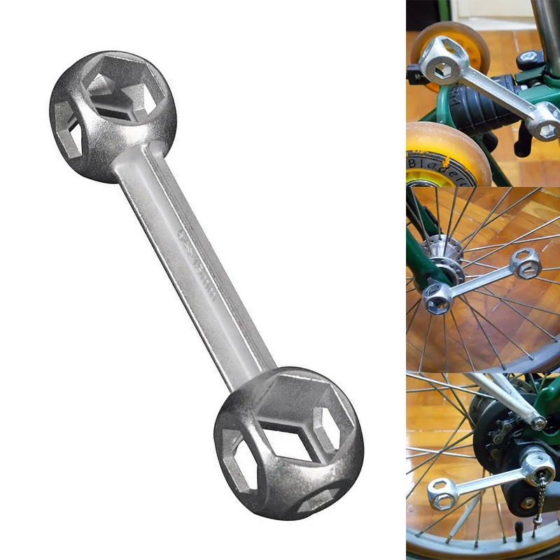 Portable 10-in -1 hexagonal metal bone wrench, high-quality multi-function wrench, suitable for 6-15mm inner hole bicycle repair