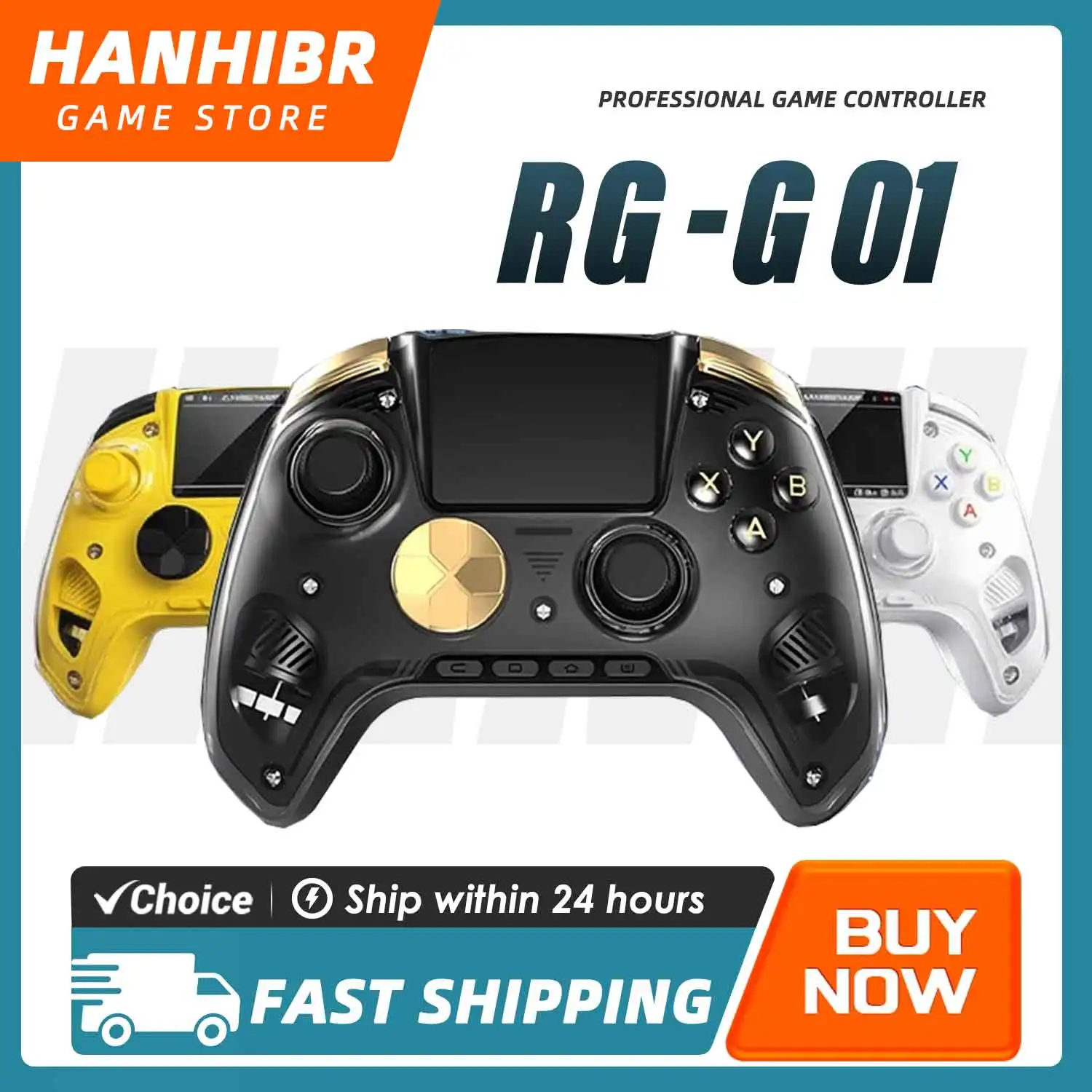 

ANBERNIC RG G01 Tri-Mode Game Controller Monitor 2.5" IPS Screen 1000Hz Hall Trigger 2100mAh for PC Steam Switch Android iOS