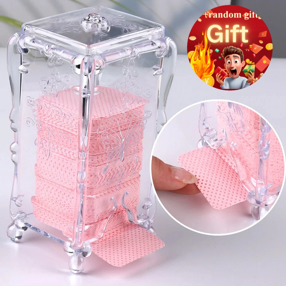 Acrylic Cotton Pad Nails Storage Box Butterfly Transparent Design Napkins Container Remover Organizer Makeup Case Nail Art Tools