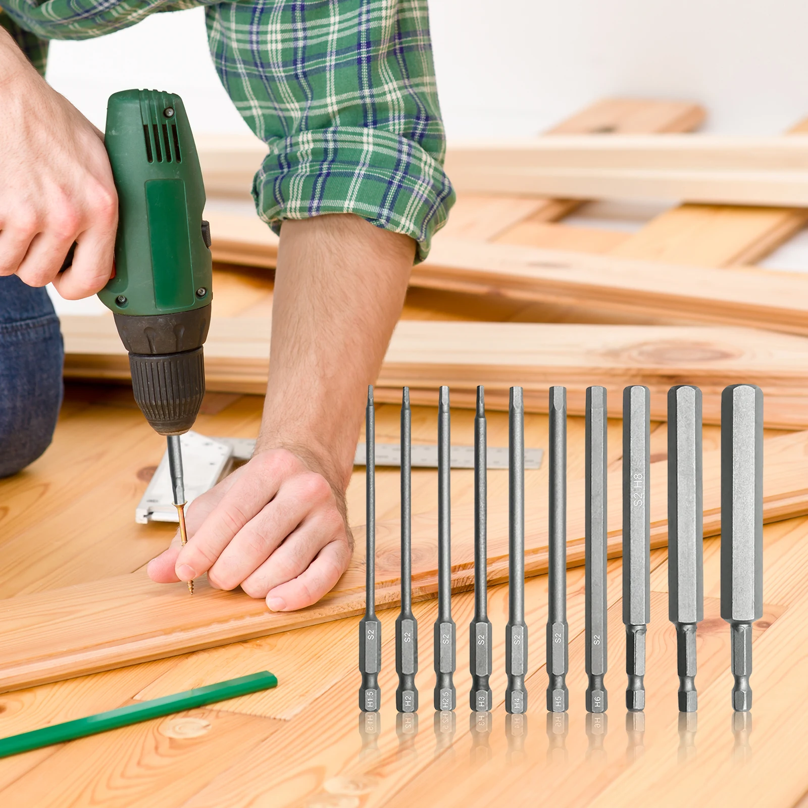 Long Torx Screwdriver Bit Set 4 Inch/100 Mm Length S2 Steel Long Drill Bit Set for Power Screwdriver Drill Impact Driver