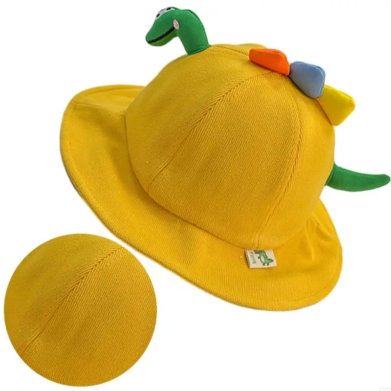 090B Baby Fisherman Hat Cartoon Dinosaur Brim Caps Spring Summer Basin Hat Sun Protections Hat for Boy Girl Children 0-3 Year