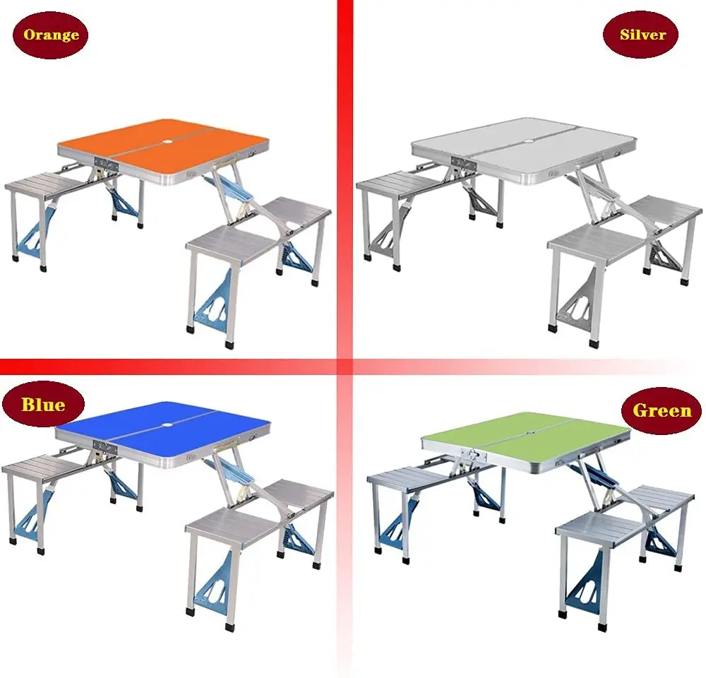 Aluminum Alloy One-piece Table and Chairs Dining Folding Table Portable Stall Publicity Burning Table and Chairs Set