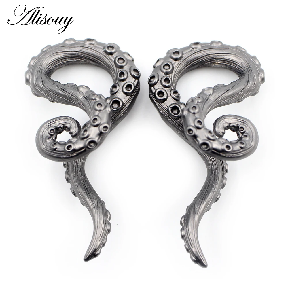 Alisouy 2PCS Copper Octopus Ear Weights Plugs Tunnels Spiral Taper Cartilage Earrings Gauges Expander Stretcher Piercing Jewelry