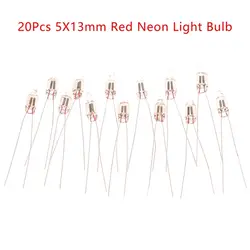 20Pcs Neon Indicator Light Red Signs 5mm Lamp Glow 5X13mm 220v Bulbs Switch Button