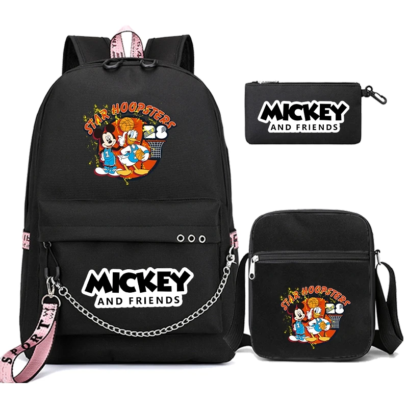 

3Pcs/set Disney Minnie Mickey Friend Donald Duck Backpack Printed Bookbag Student Teenager Children Girl Boy Schoolbag Rucksack