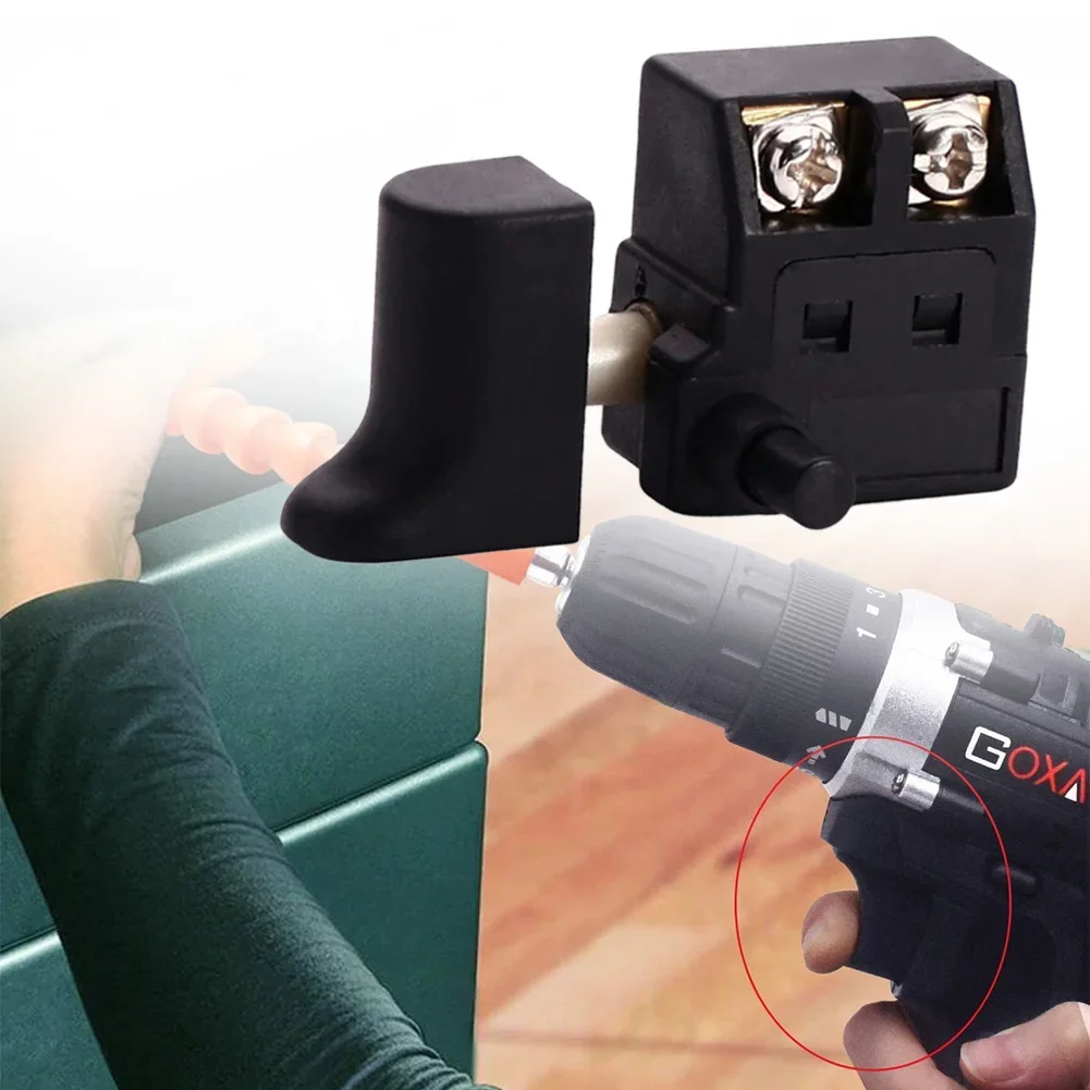 

Button Electric Drill Switch Trigger SPST Type Self Rest Speed 250V Black Control Knob Cutting Lock On Plastic