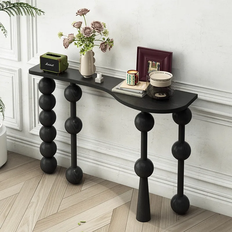 Vintage Narrow Entryway Table Creative Solid Wood Console Tables for Hallway Wall Leaner Desk Minimalist Corridor Sofa Table image 2
