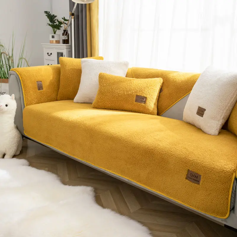 1pc Sherpa Fleece Sofa Cover Slipcover for Livingroom Super Soft Warm Plush Sectional Couch Cover Thick Fuzzy Non Slip пуф мешок