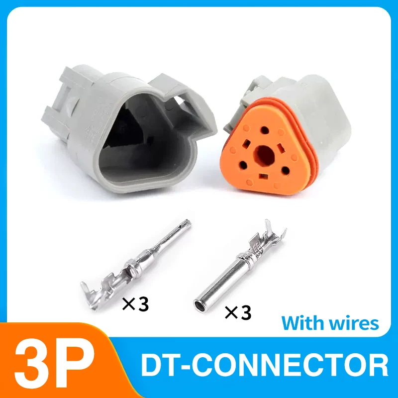 5/10/100 Sets Deutsch Type Connector Male Female Waterproof DT Connectors 3-Pin Dt04-3p Dt06-3s ,Sealable,3 Position