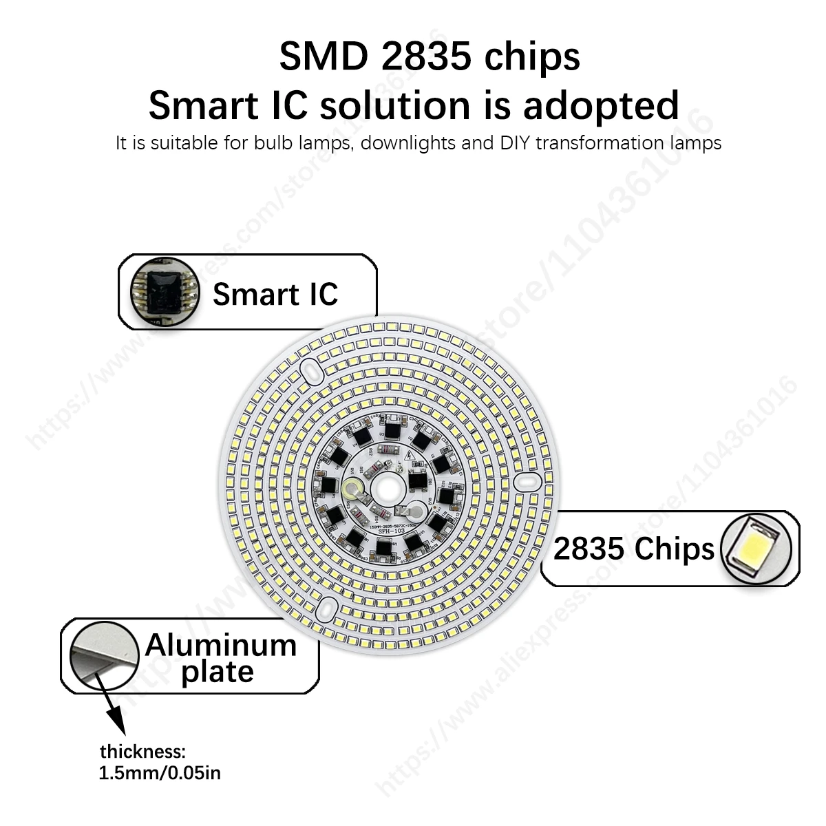 LED PCB Plate SMD2835 COB Chips 220V Full Power 100W 50W No Need Driver Ligh Source Board Linear For High Bay Lamp DIY Replace