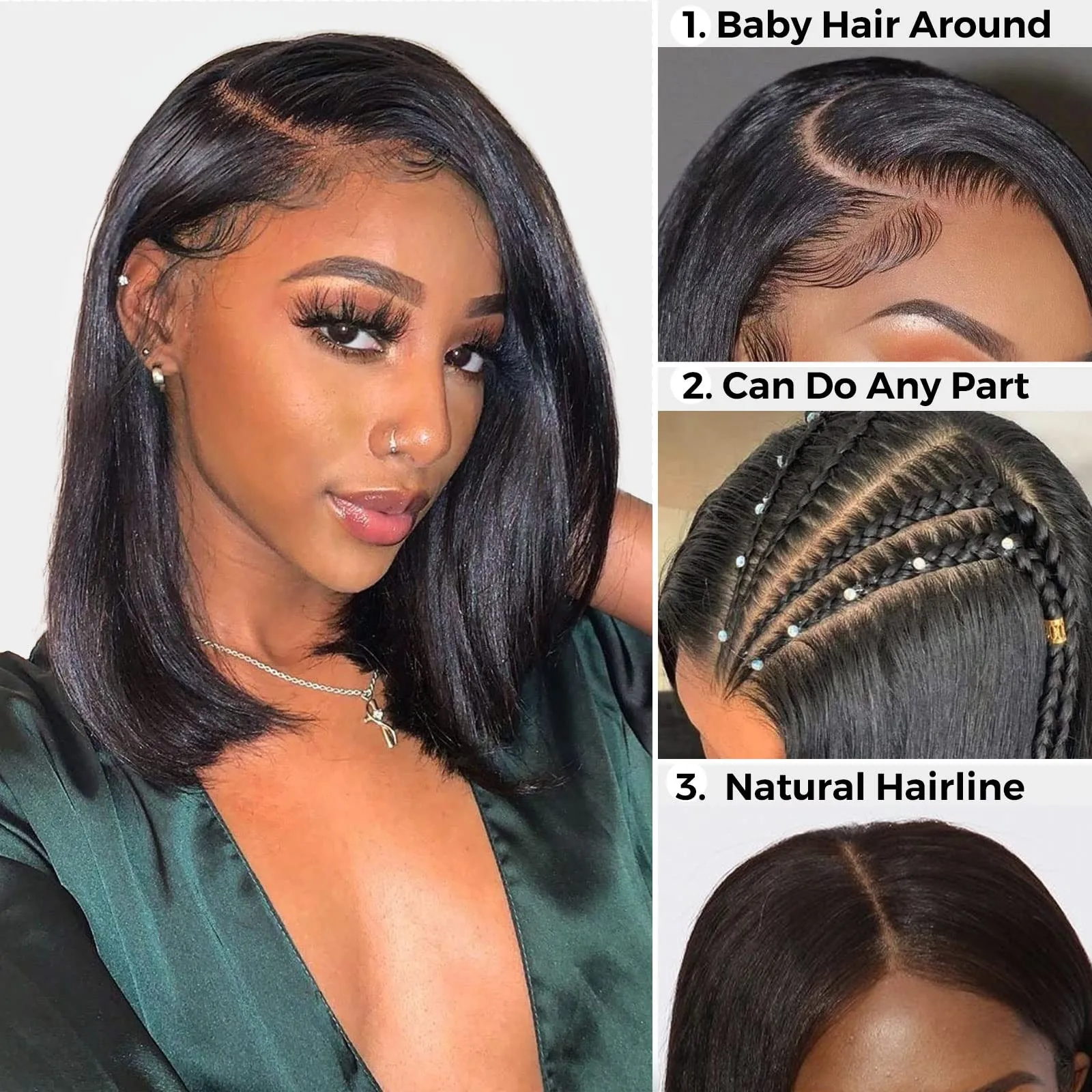 Straight Bob Wig Lace Front Human Hair Wigs For Black Women HD Transparent 4x4 Closure Wig Pre Plucked Human Hair