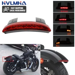 1x Motorcycle Chopped Fender Edge Tail Light Smoke Lens LED Red Stop Brake Rear Tail Light for Harley Sportster XL 883N 1200N