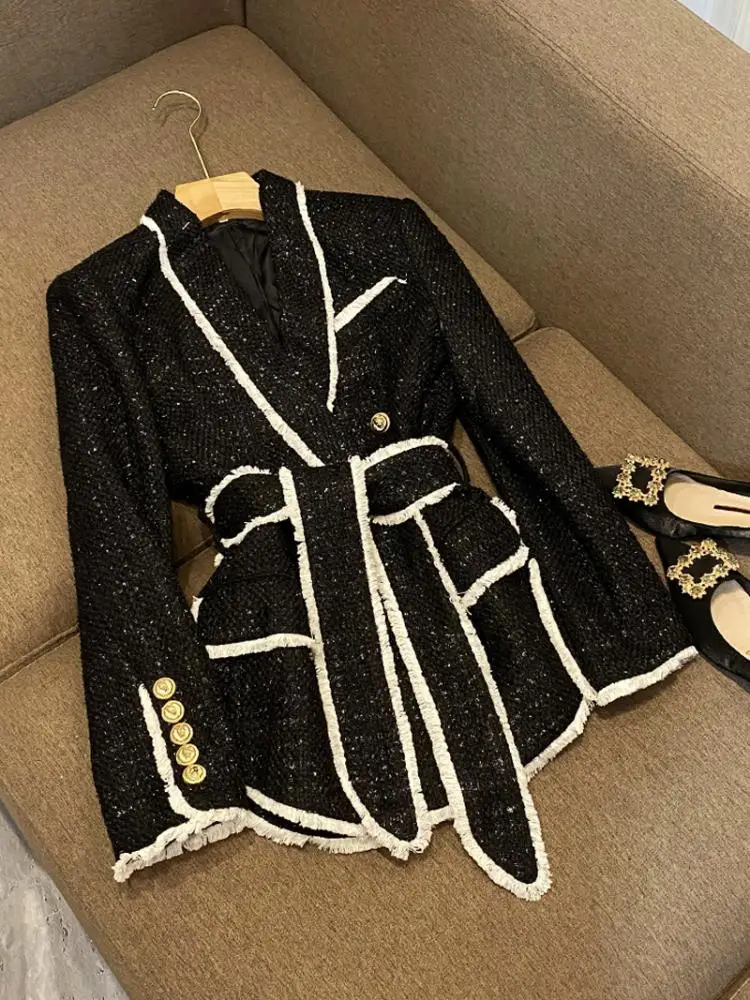 

High-End Women's Faion Suit Set with Waist-Cinching Slimming Effect Tweed ort Pants Workwear Sle for Ages 25-35