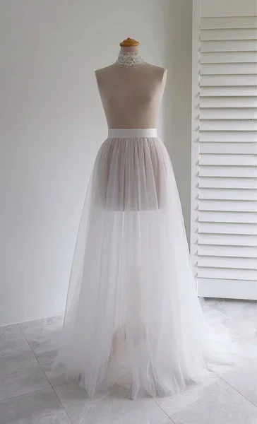 Falda desmontable de tul para novia, falda de cola, color blanco, para boda