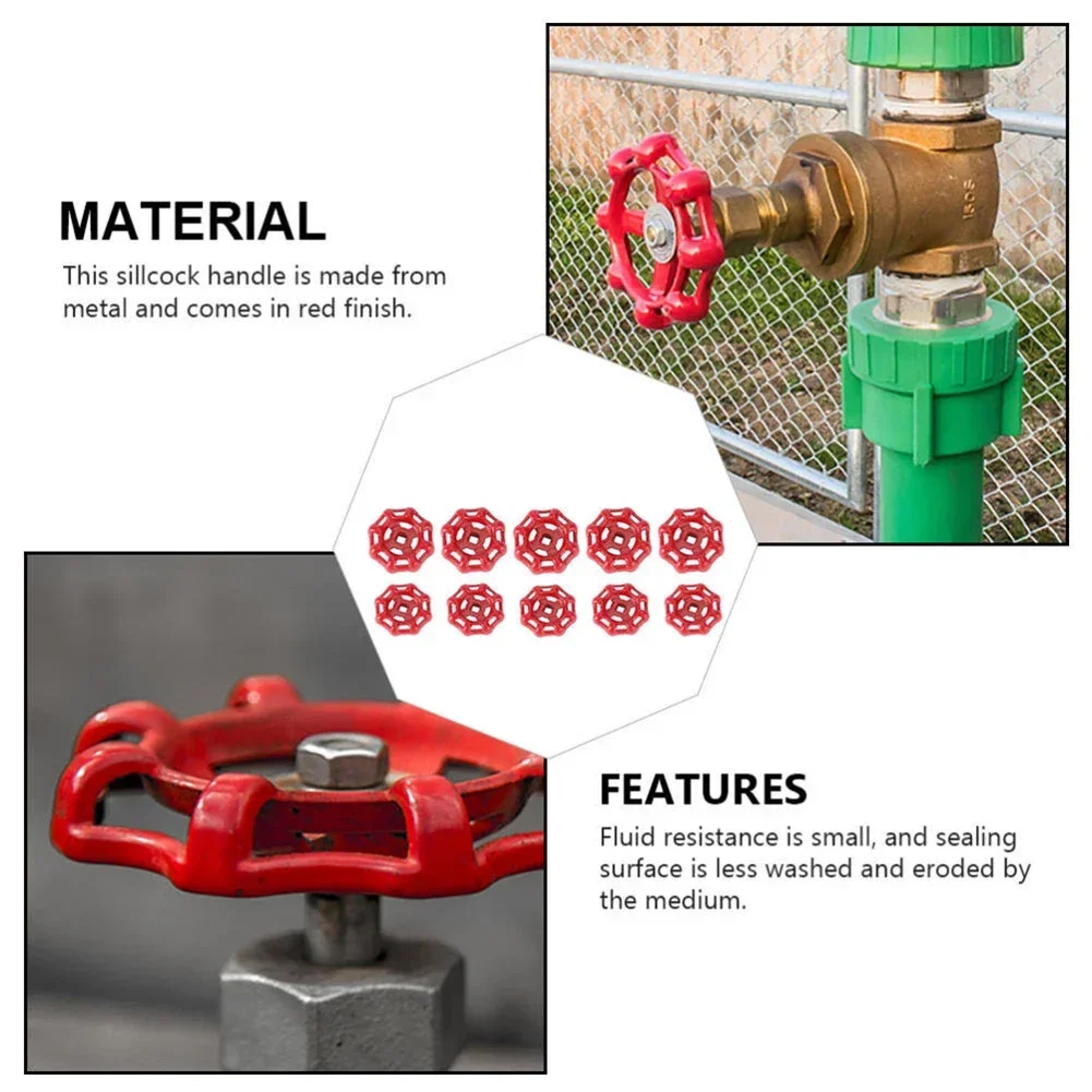 10pcs Metal Hose Bib Replacement Handle Globe Valve Handwheel Round Home Hardware Accessories 6x6cm/7x7cm