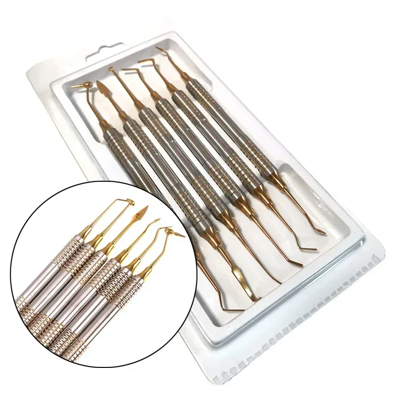 6Pcs Dental Composite Resin Spatula Double-Sided Flat Blade Placement Restoration Dentist Tool Set