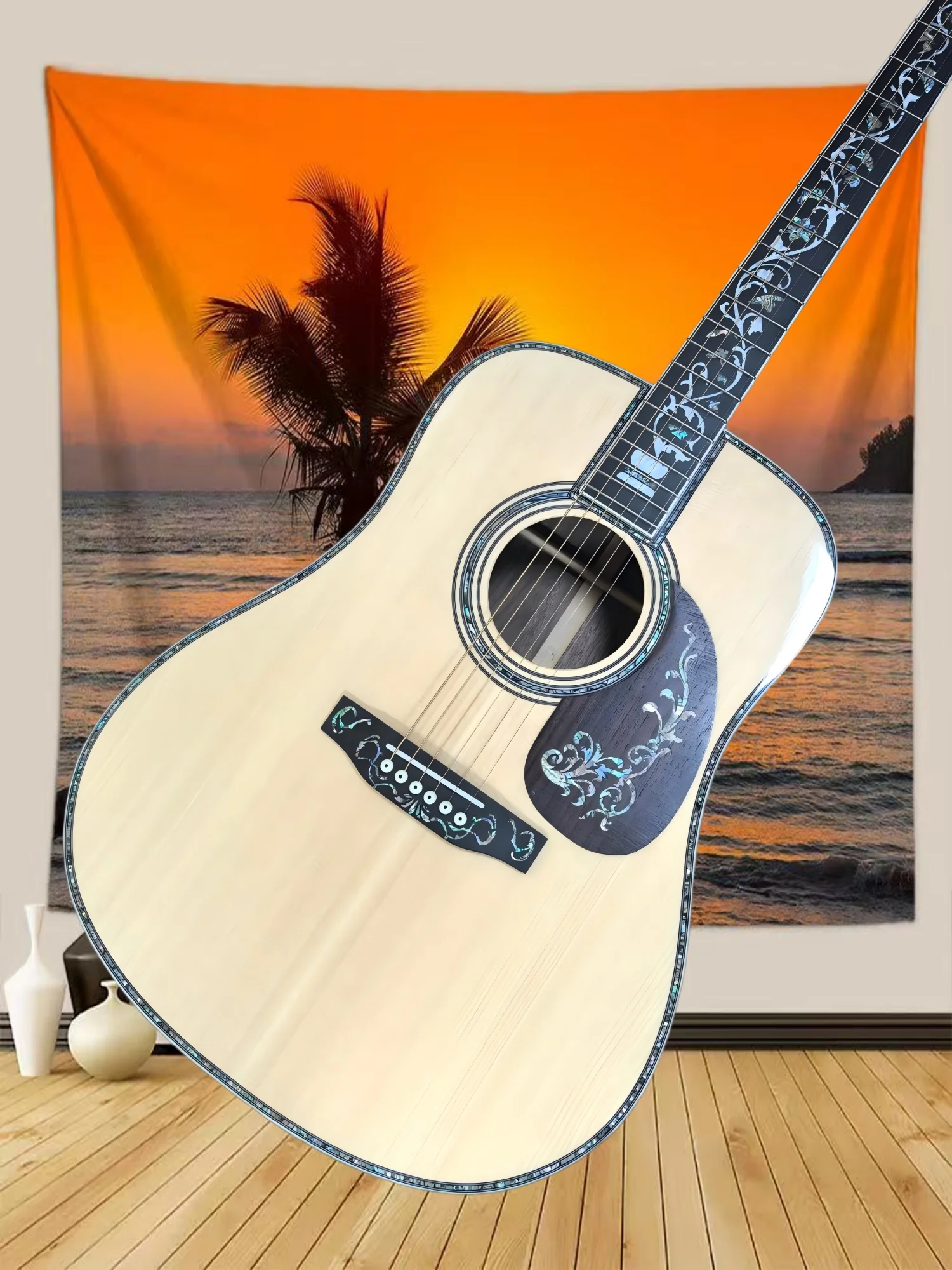 

Free Shipping Nice Product D45 Series Wooden Luxury Vase Classic Acoustic Guitar 6 String 21 Frets Spruce Top Ebony Fingerboard