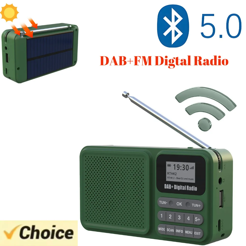 

Wireless BT 5.0 DAB+ Digital Radio Portable FM Radio Supports U Disk TF Card MP3 Play Loudspeaker LCD Display Speaker Camping