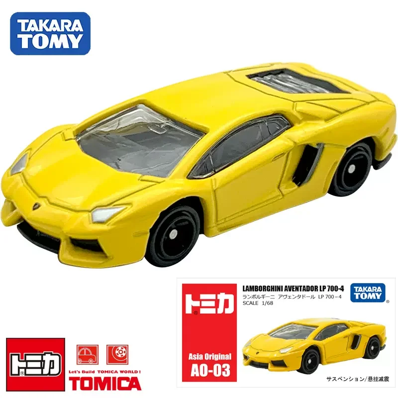 Original Takara Tomy Scale 1/68 Tomica Sports Models Car Yellow Lamborghini Aventador LP 700-4 Collector Boys Toys Auto Diecast