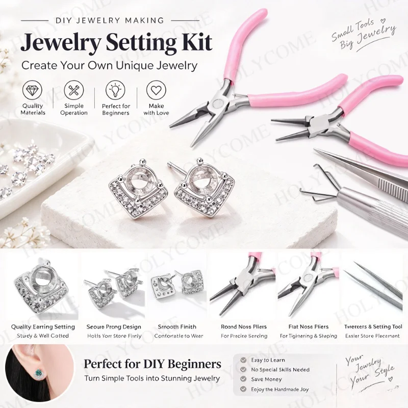 DIY Jewelry Making Tools Tweezers Jewelry Pliers Stone Setting Tool for Earring Ring Necklace Handmade Jewelry Craft