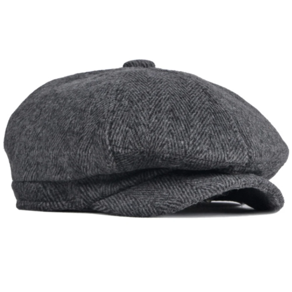 

MZ3712 Mens Beret Autumn Winter Hat for Women 6 Panels Striped Wool Beret Hat Male Female Ivy Flat Cap Retro Octagonal Beret Cap