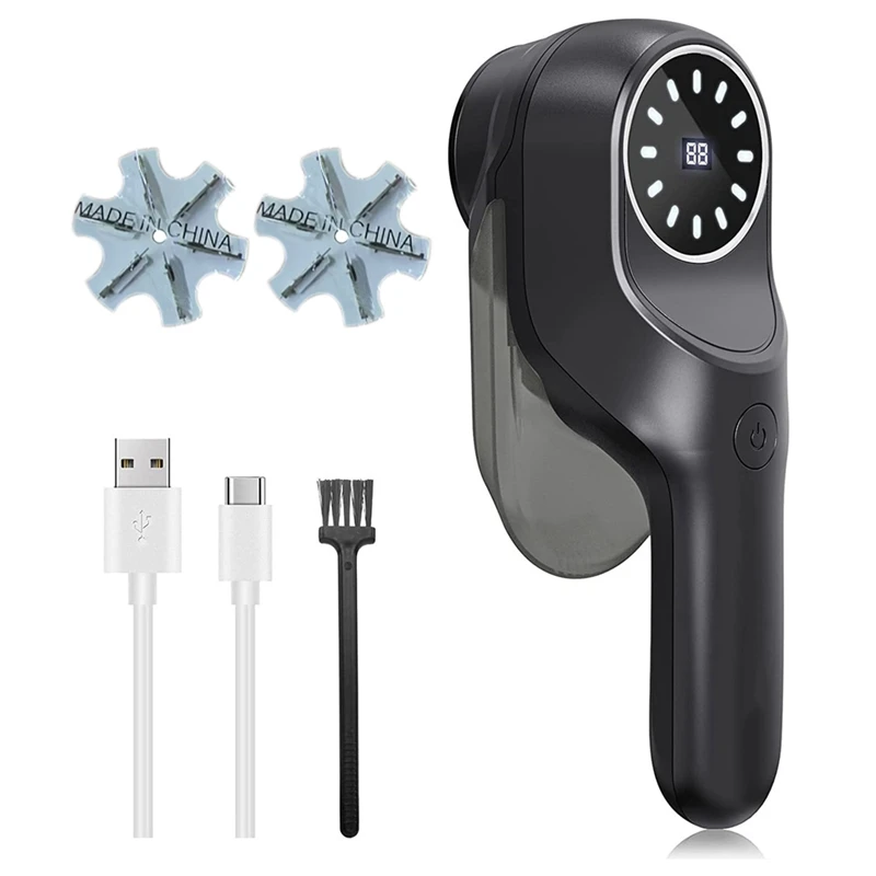 Led Digital Display Bobble Remover 2 Speeds Lint Remover With 2 Extra Blades For Clothes