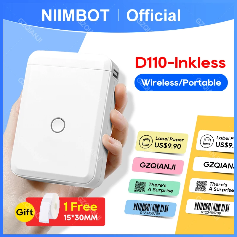 Niimbot D110 Label Printer Mini Sticker Paper Roll Transparents Wireless Bluetooth Phone Printer Label Price Tag Printing Label