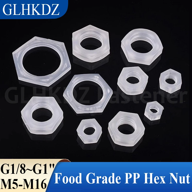 

M5-M16 G1/8"~G1" Food Grade PP Hex Nut Thread Aquarium Fish Tank Air Pump Hose Connectors Irrigation Water Pipe Joint