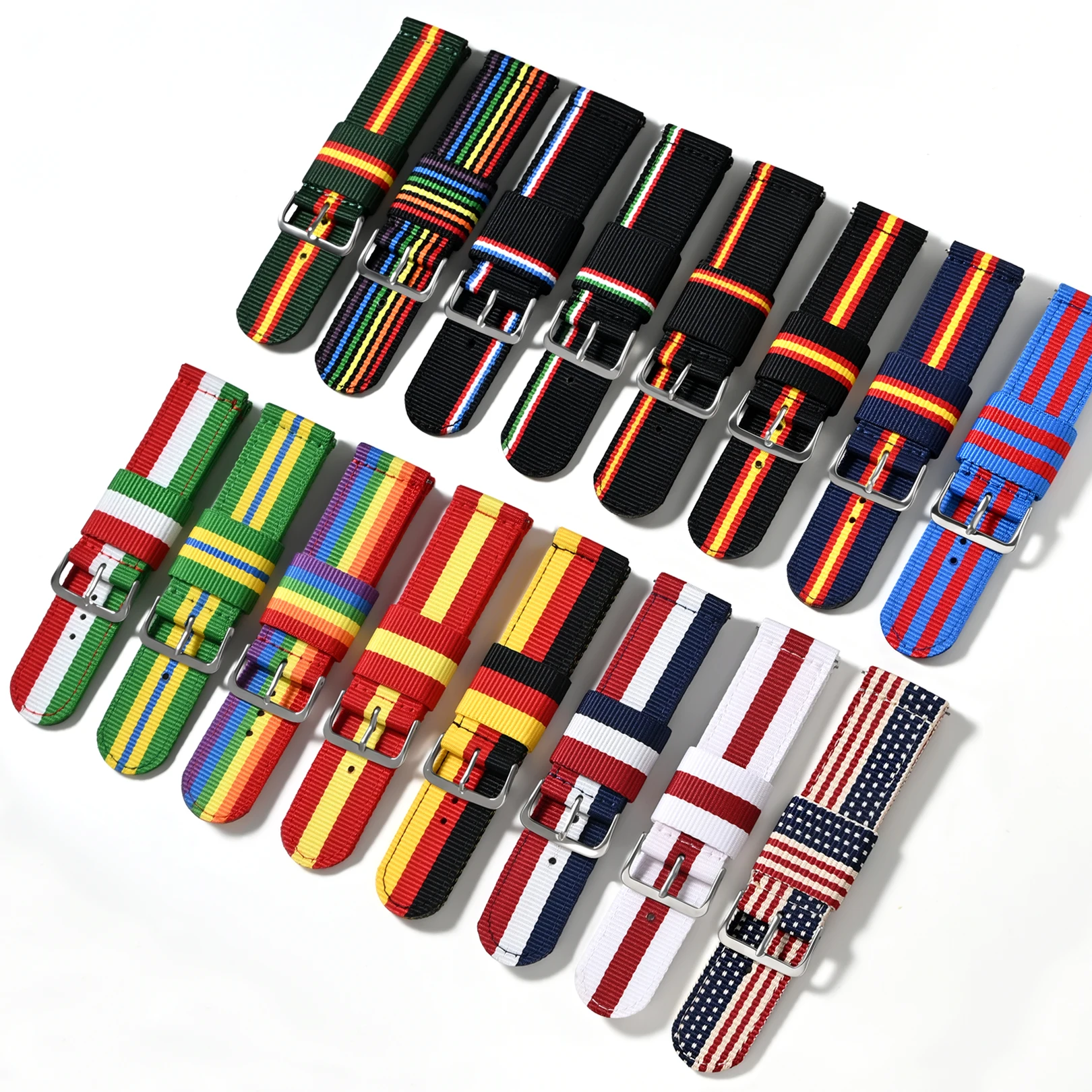  Quick Release Nylon Watch Strap 12mm 18mm 20mm 22mm 24mm Band Intercolor striped strap Watch Belts For smartwatch