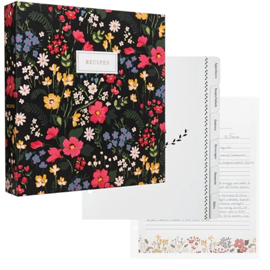 

Sturdy 3 Ring Recipe Binder with Spill-Proof Clear Binder Sleeves Sheet Protector, 30 Dual-Sided Recipe Card Pages for Written