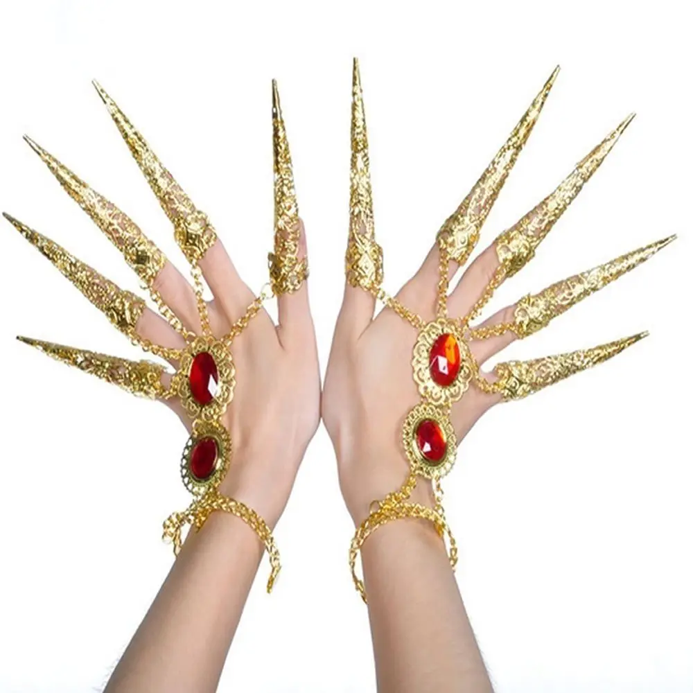 Finger Bracelet Golden 5 Long Finger Nails Ethnic Belly Dance Props Indian Thai Dance Female Bangle Stage Performance Bracelet