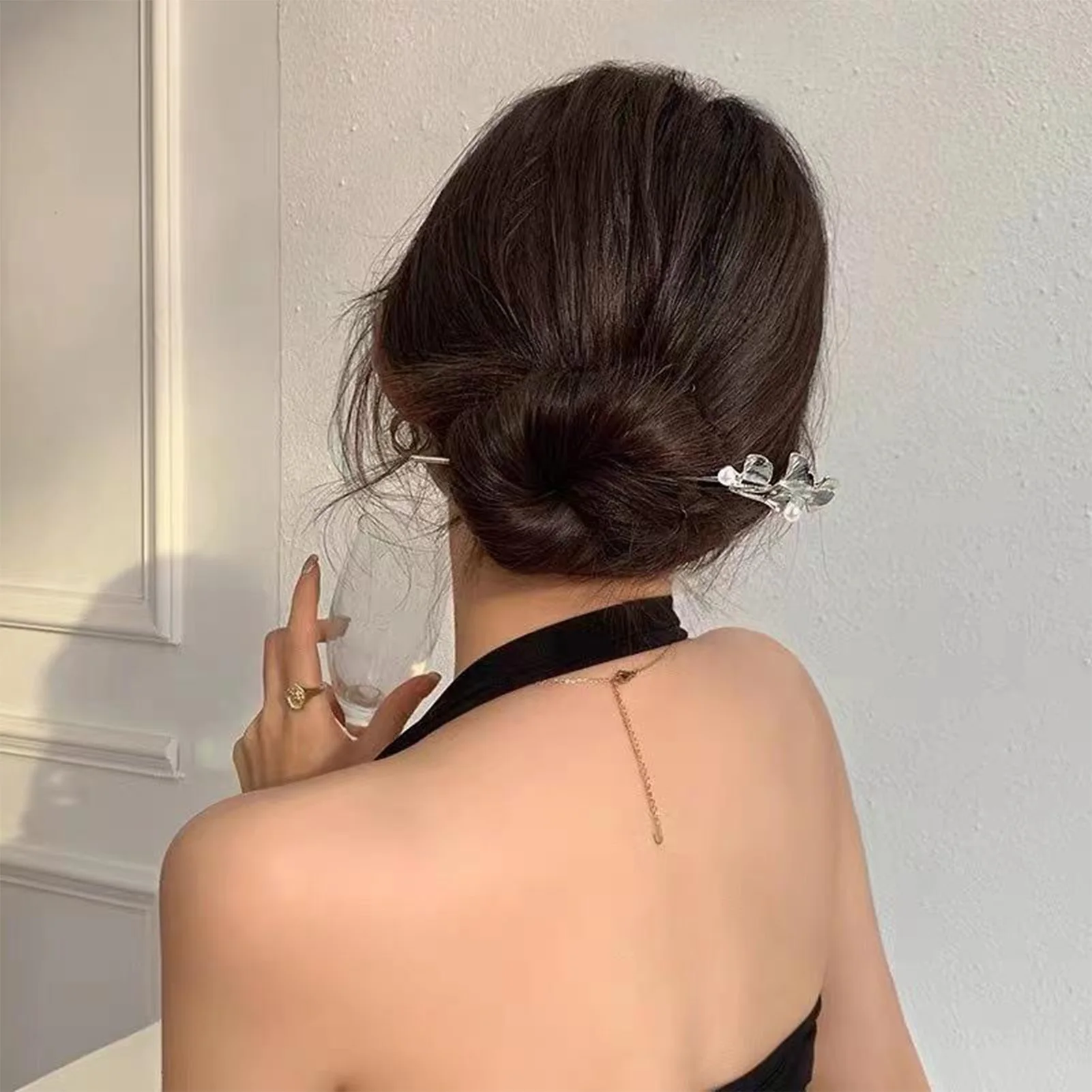 Ginkgo Leaf Hair Stick For Women Gold/silver Retro Pearl Hairpins Chinese Style Wedding Hair Accessoreis Simple Hair Clasp view 4