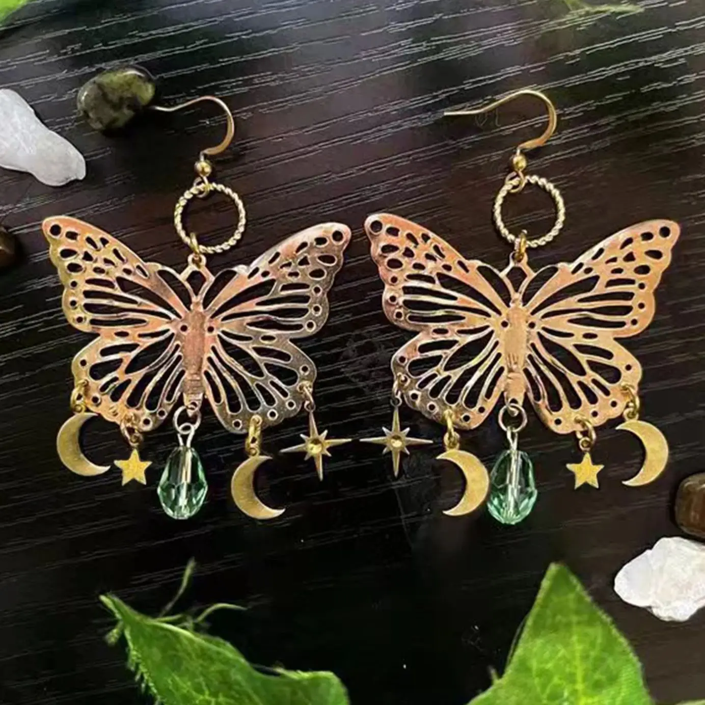 1 Pc Exquisite Butterfly Star Moon Fashion Alloy Gold Earrings for Women Prom Party Favours