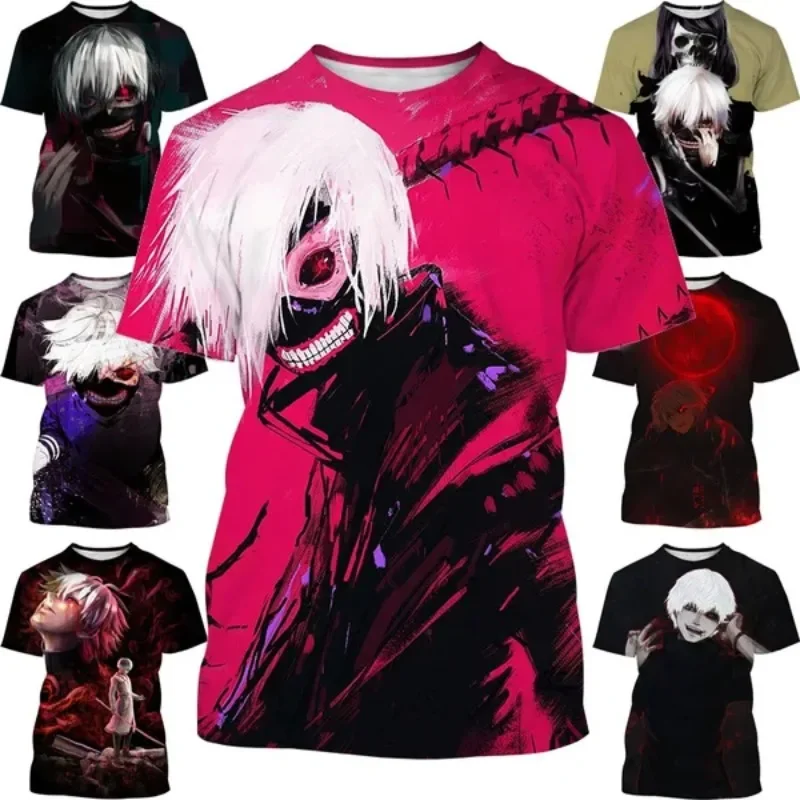 Kanagi Japanese Anime Tokyo Ghoul Classic 3D Printing Fashion T-shirt Summer Casual All-match Short-sleeved Tops Popular Wear