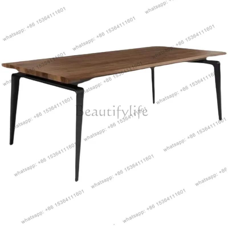 

North American black walnut large board dining table all solid wood Nordic simple workbench