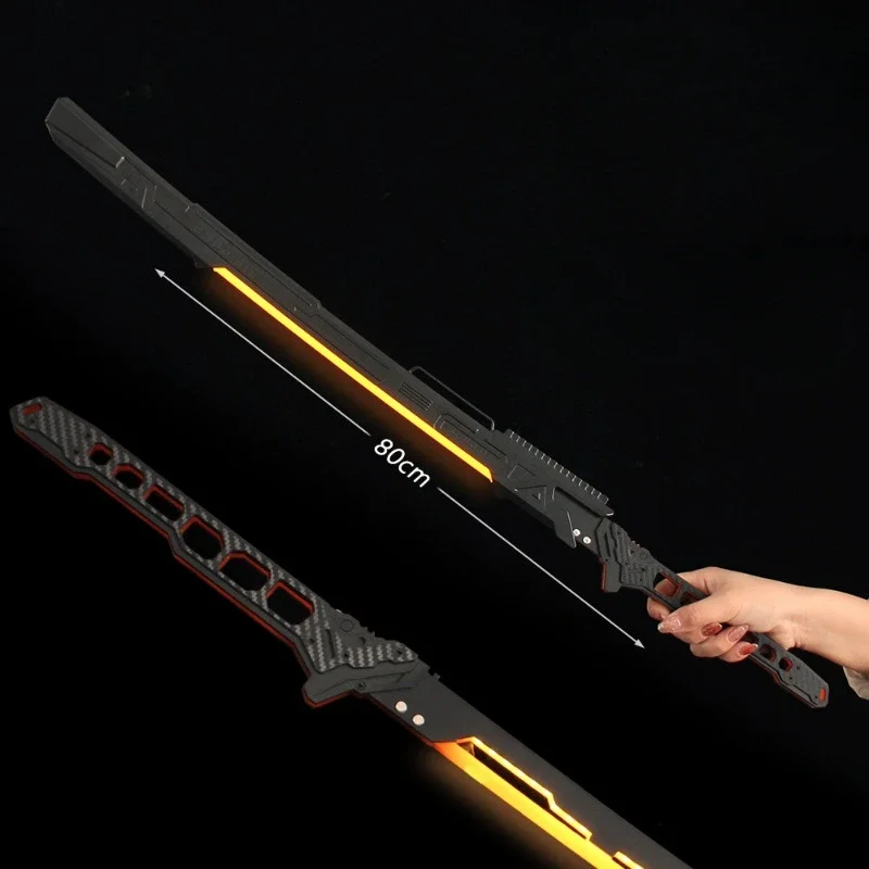 80 cm/31,4 pollici Cyberpunk Energia Termica Capelli Luce Spada Modello Funzionale Vento Katana Coltello Con una Guaina coltello Puntelli Cosplay Regalo