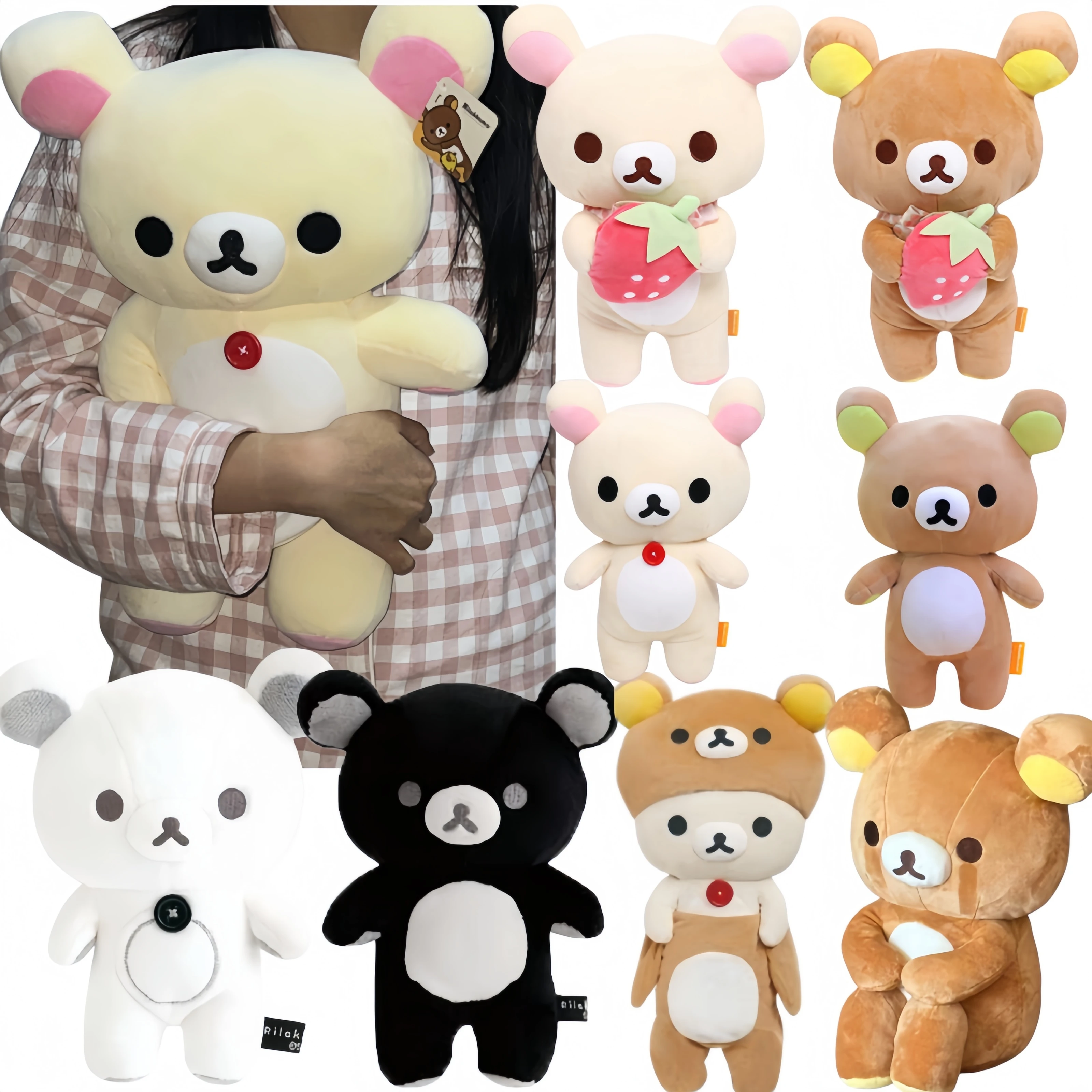 Classic strawberr Rilakkuma Plush Doll Soft bear Toys Kawaii Room Decor Teddy Bear Plushies Cute Couple Bear Xmas Gifts For Girl