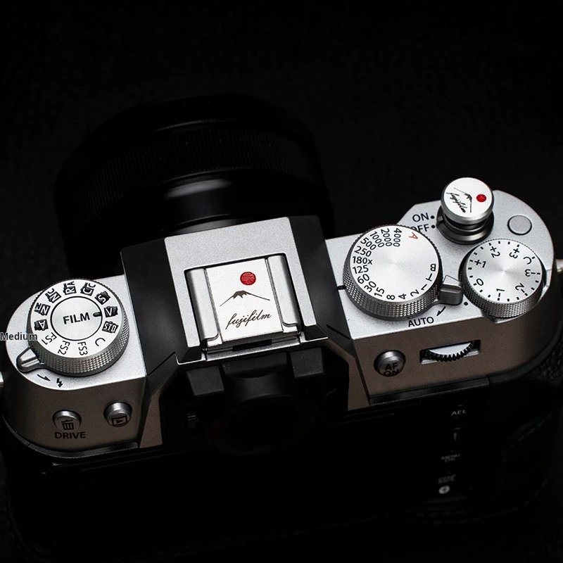 Osłona mocowania lampy błyskowej do aparatu Fujifilm XT5 X100VI XM5 XT30 XT50 XS20 ZFC Z50 ZF, ozdobna metalowa osłona przycisku migawki, ochrona przed kurzem — zdjęcie produktu 6