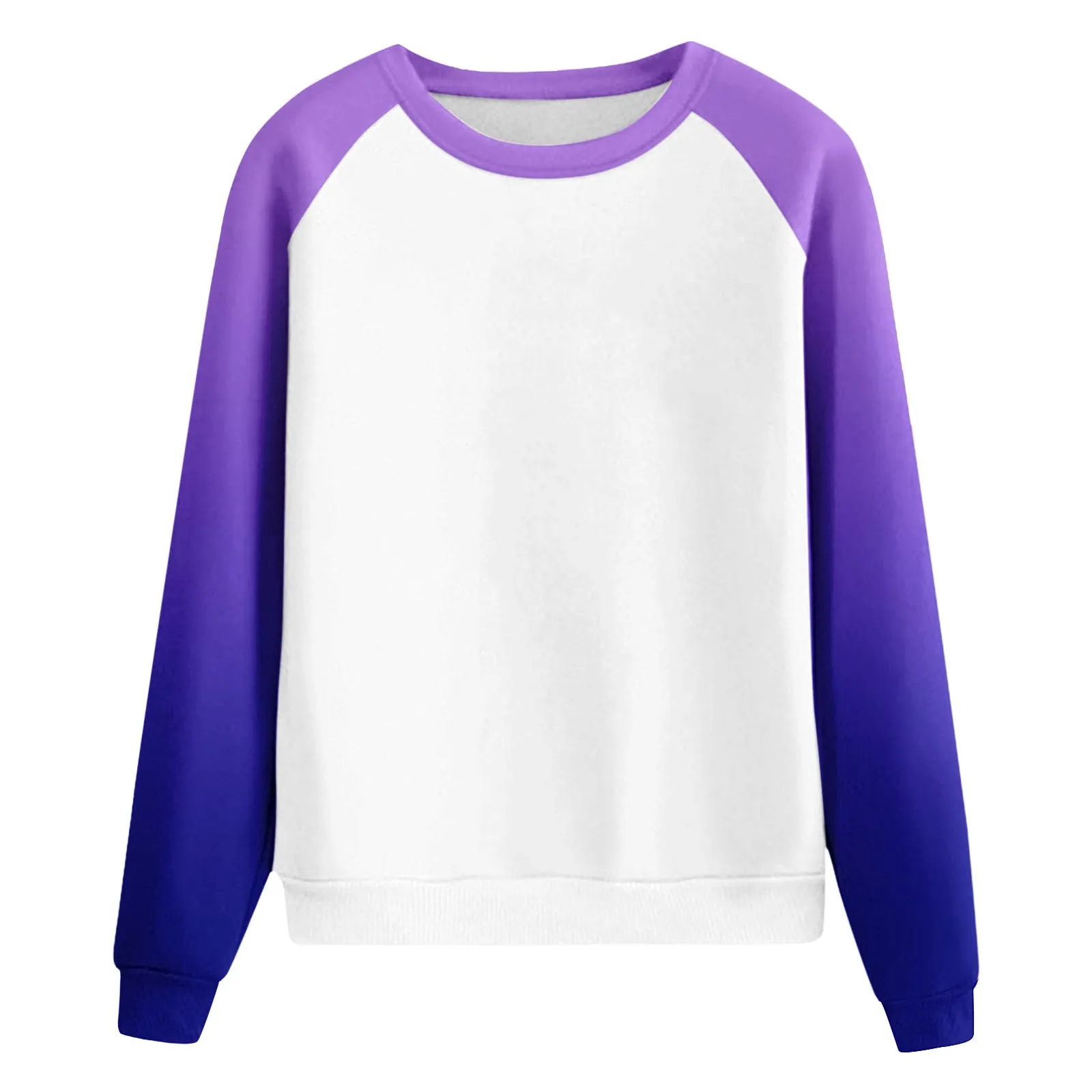 Suitable Blouse For Women Raglan Crewneck Tops Gradient Solid Print Sweatshirts Top Long Sleeve Color Block Pullover Cute