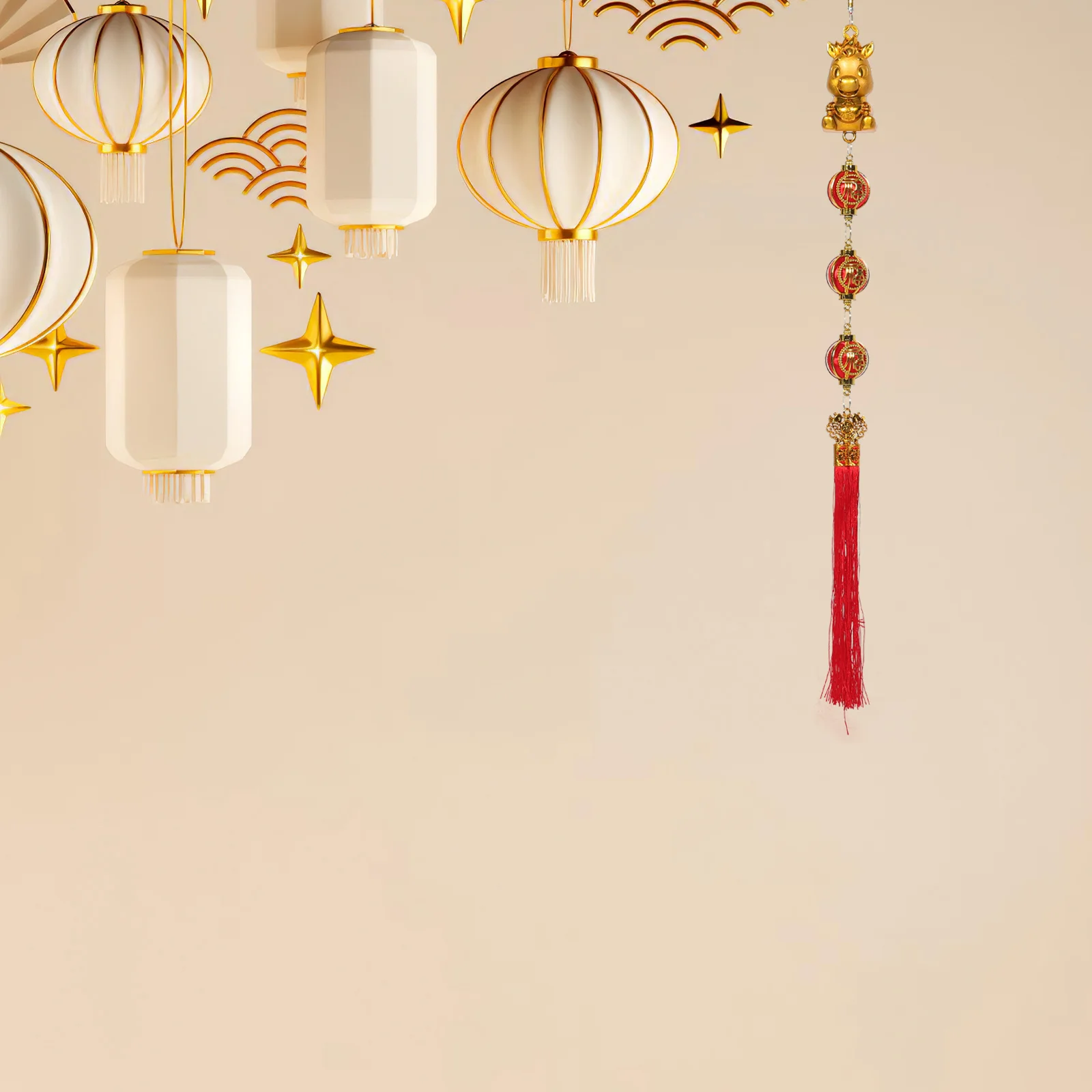 

2pcs Chinese New Year Horse Hanging Pendants Red Tassel Lantern Decor For Spring Festival Lunar Party Home Garden Money Tree