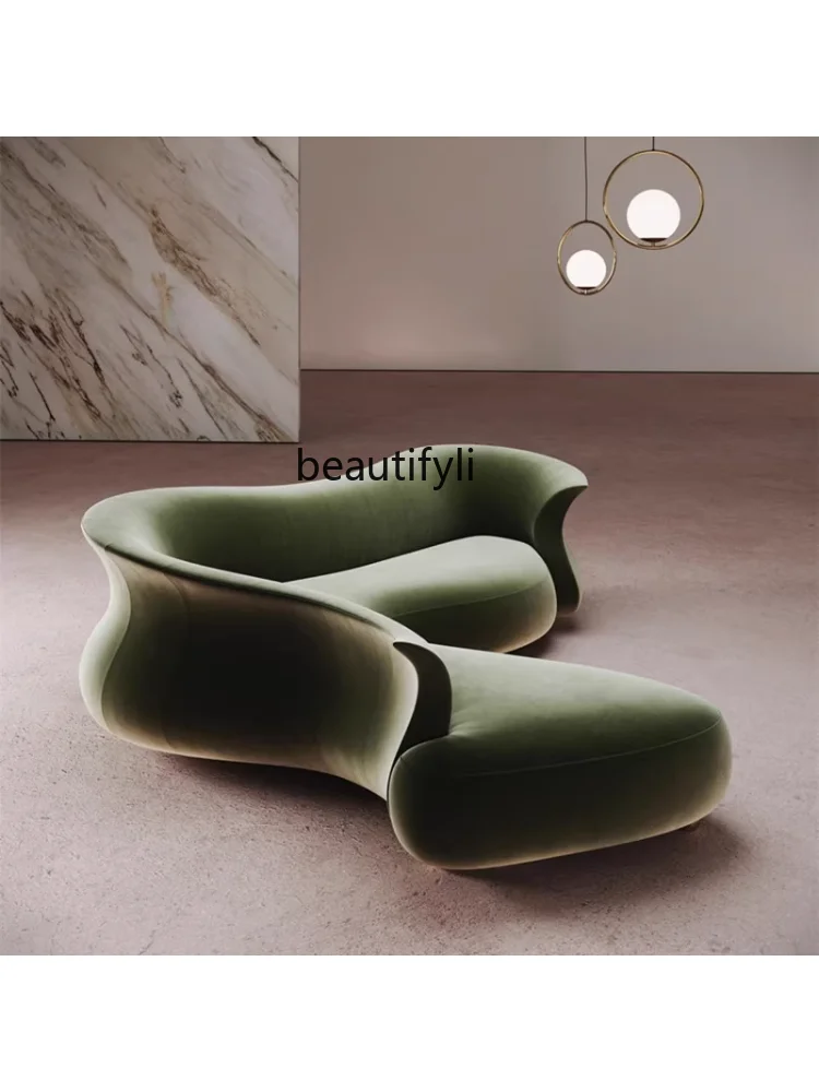 Nordic Personalized Art Sofa Hotel Villa Lobby Curved Shaped Reception Leisure Sofa