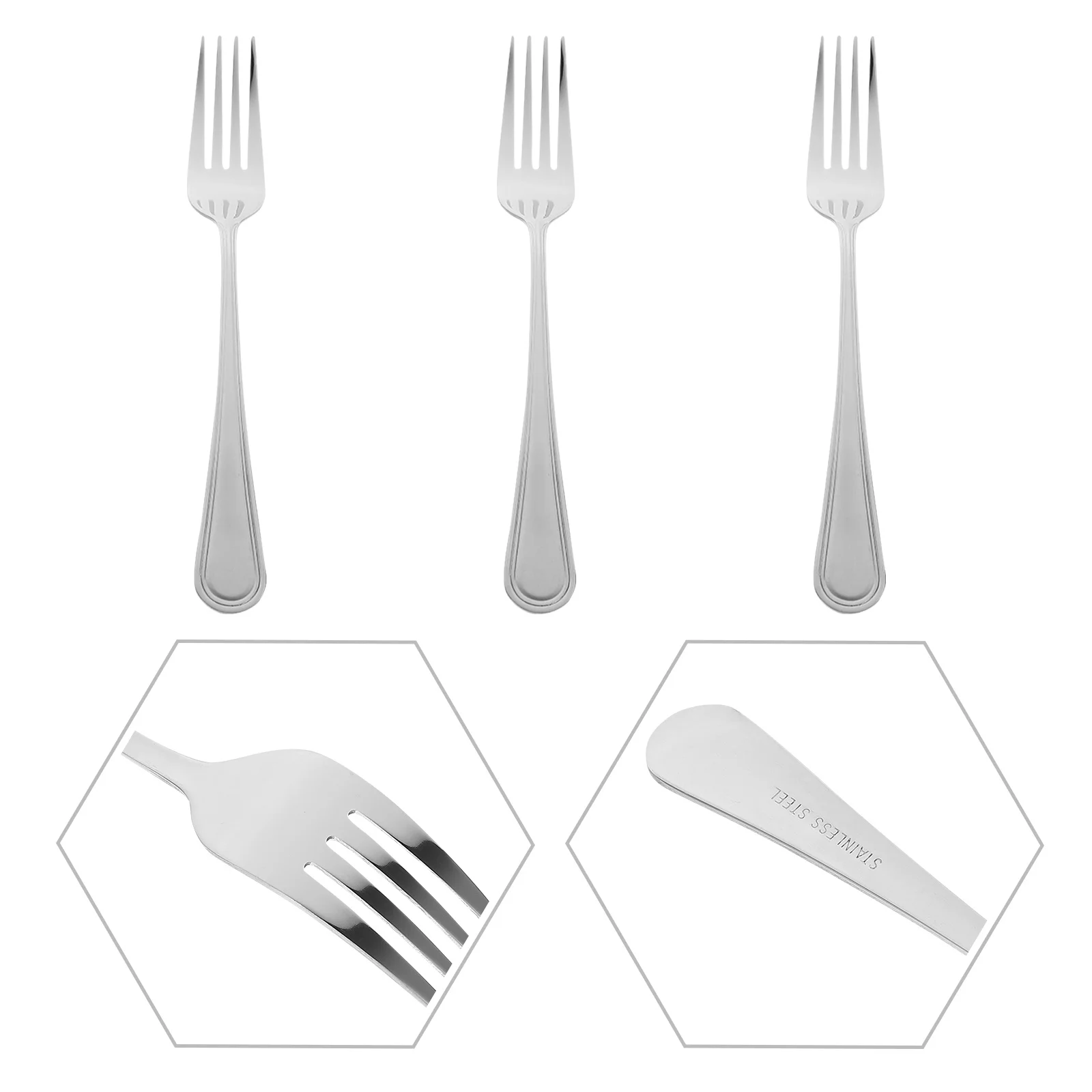 

3pcs Large Fork Set Stainless Steel Dessert Forks For Fruit Salad Cake Noodle Serving Household Tableware Kitchen Bar Tools