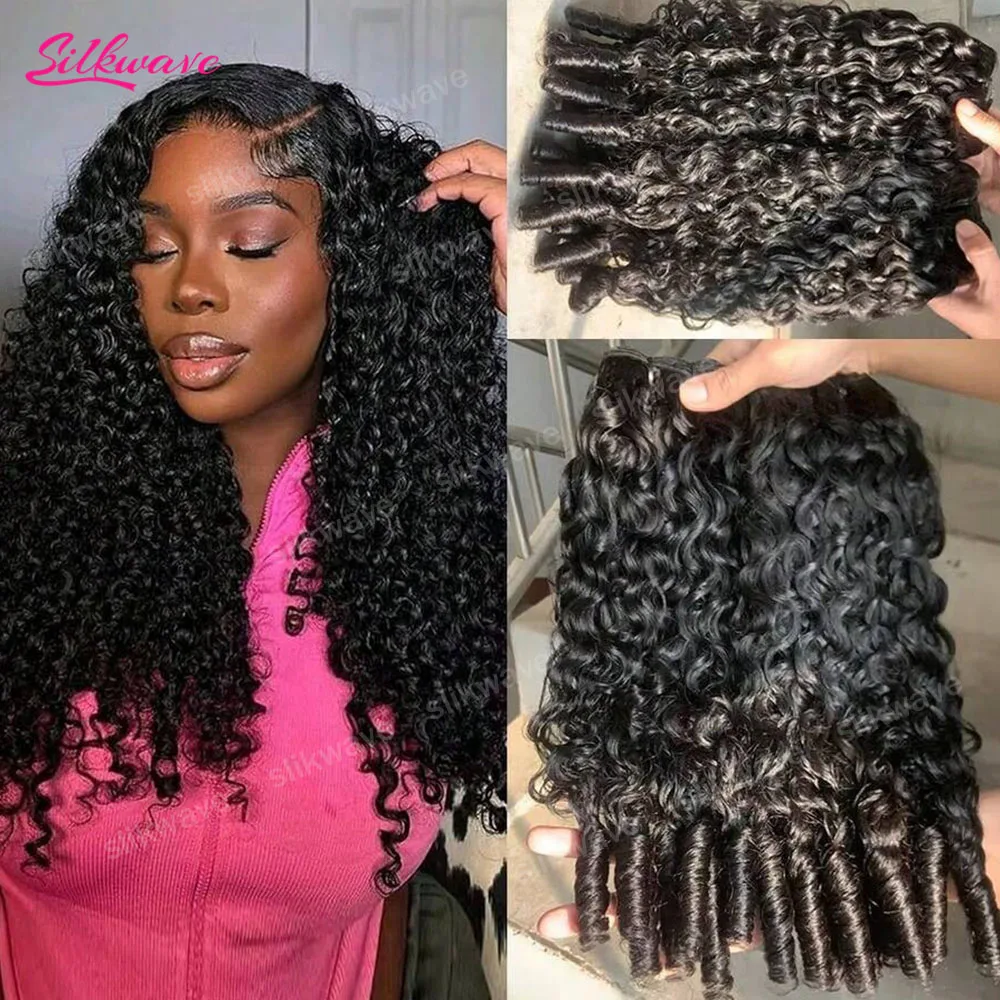 

Slikwave 16A Burmese Curly Hair Bundles Virgin Hair Unprocessed Human Hair Extensions 3/4 Pcs Natural Black Burmese Pixie Curls