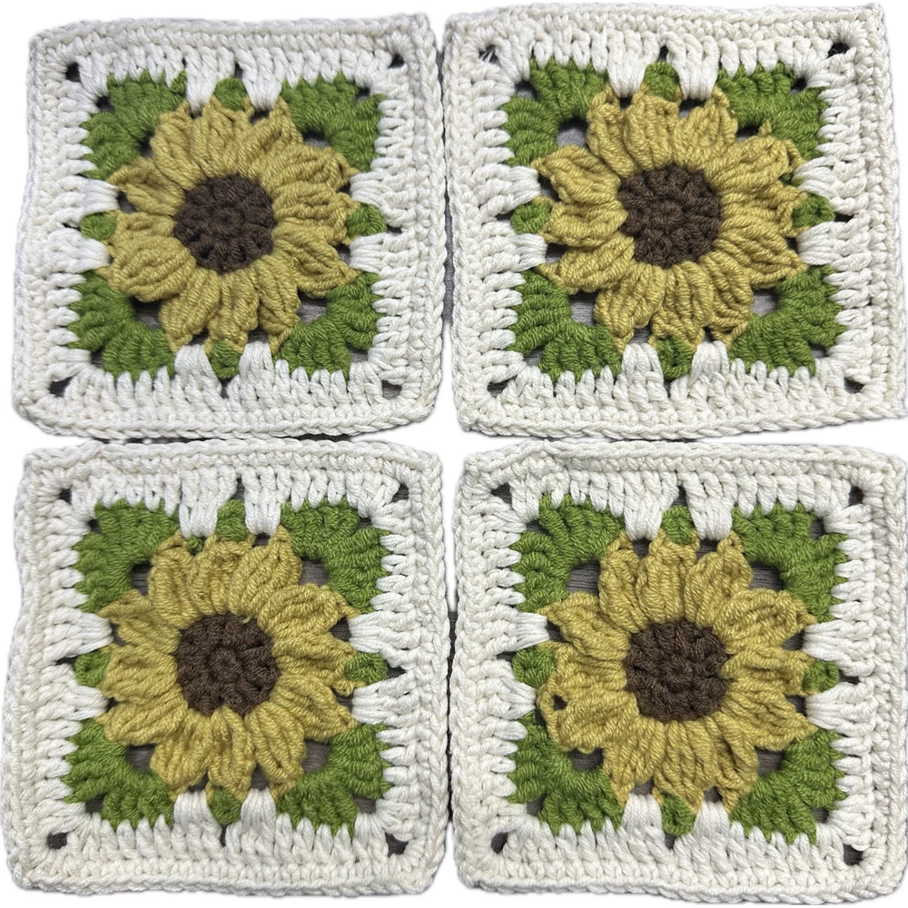 DIY Crochet Multicolor Coasters Square DIY Creation For Sewing Clothes Lace Blankets Decoration Handmade Cup Pad 12cm Patch10pcs