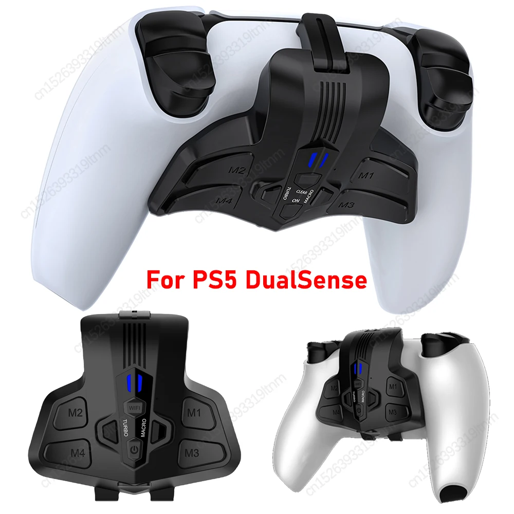 For PS5 DualSense Gamepad Back Paddles Attachment with Turbo Macro Back Buttons Game Controller Programmable Backplate Remap Kit